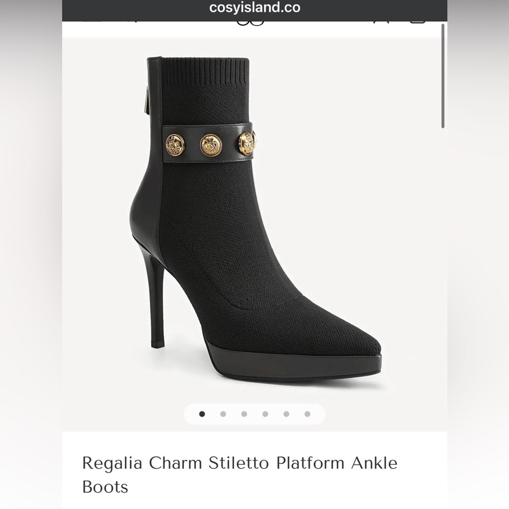 Regalia Charm Stiletto Platform Ankle Boots - Black